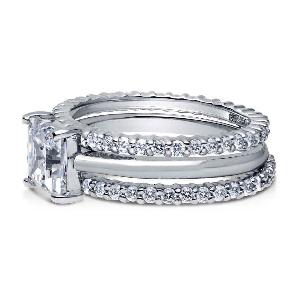 Solitaire 1.6ct Princess CZ Ring Set in Sterling Silver