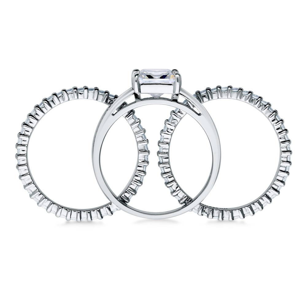Solitaire 1.6ct Princess CZ Ring Set in Sterling Silver