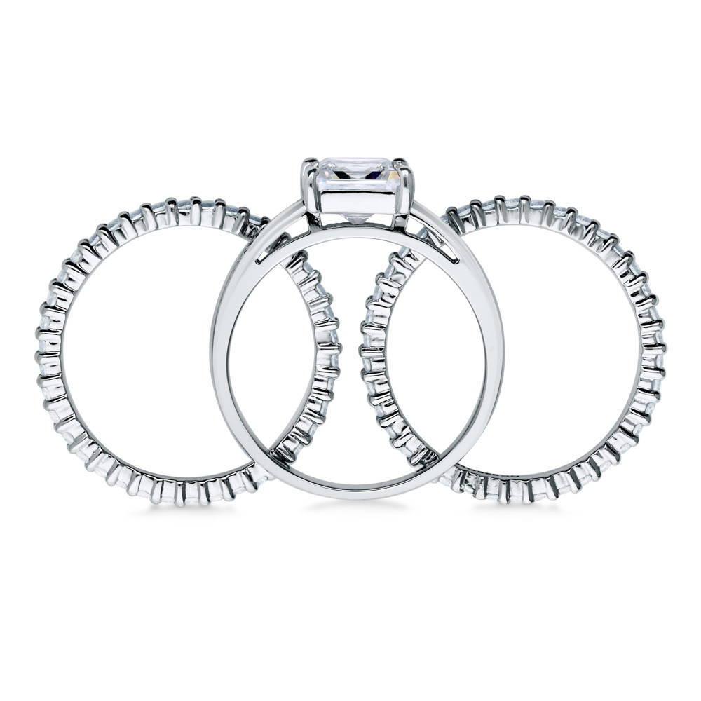 Alternate view of Solitaire 1.6ct Princess CZ Ring Set in Sterling Silver, 6 of 14