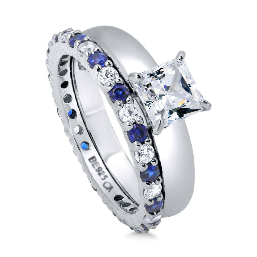 Solitaire 1.2ct Princess CZ Ring Set in Sterling Silver