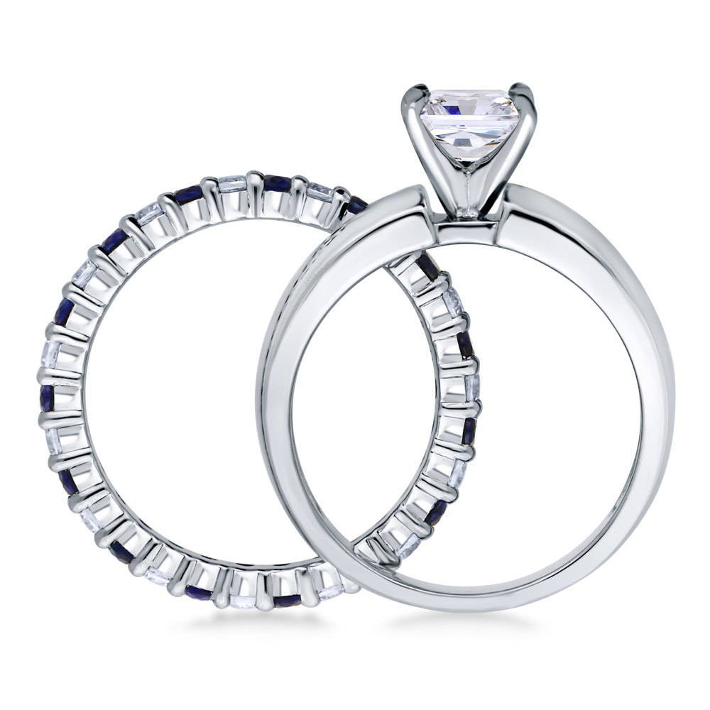 Solitaire 1.2ct Princess CZ Ring Set in Sterling Silver