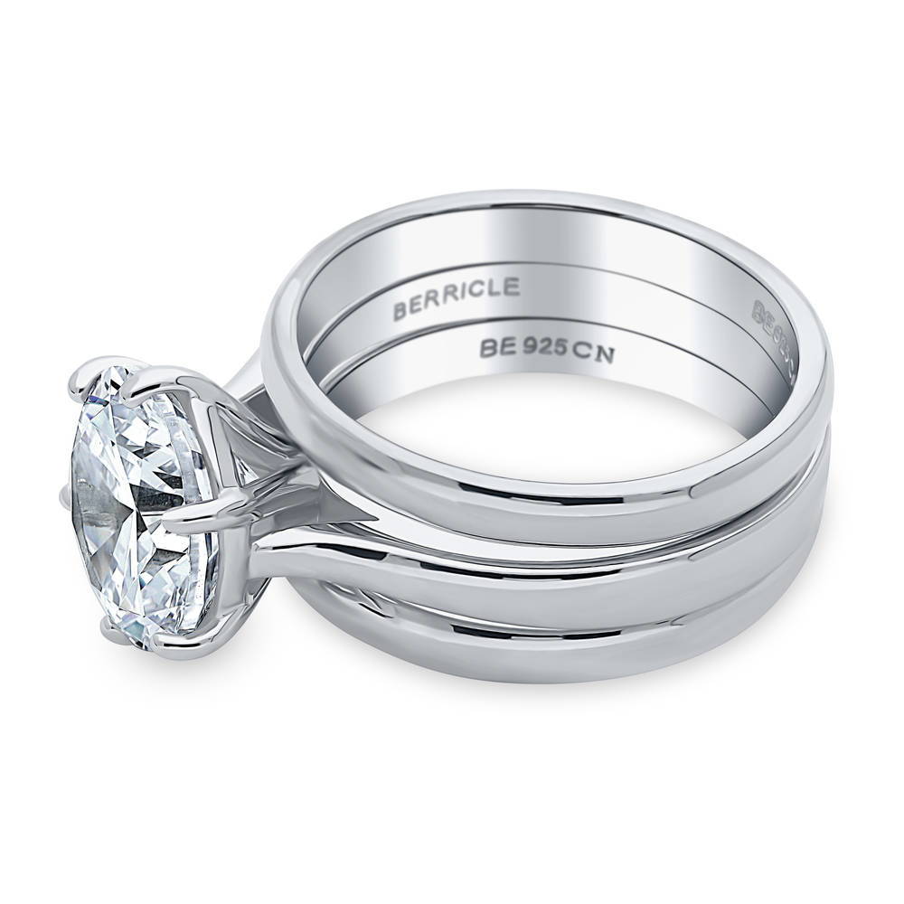Solitaire 3.8ct Round CZ Ring Set in Sterling Silver
