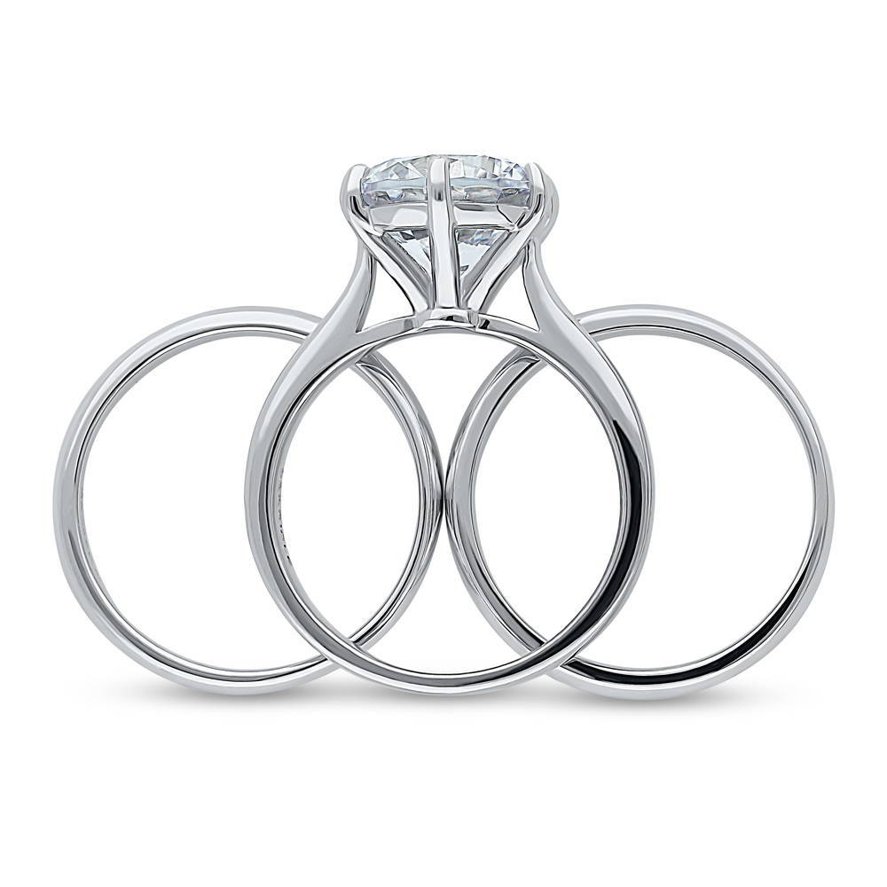 Solitaire 3.8ct Round CZ Ring Set in Sterling Silver