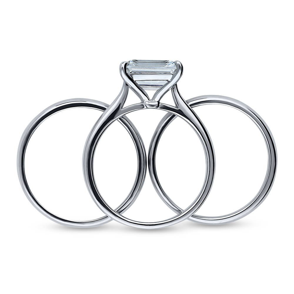 Alternate view of East-West Solitaire CZ Ring Set in Sterling Silver