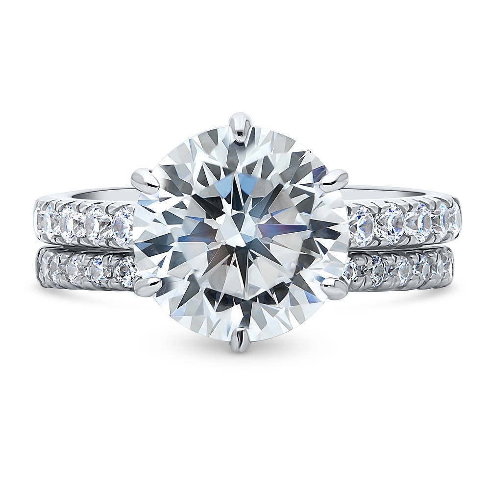 Solitaire 3.8ct Round CZ Ring Set in Sterling Silver