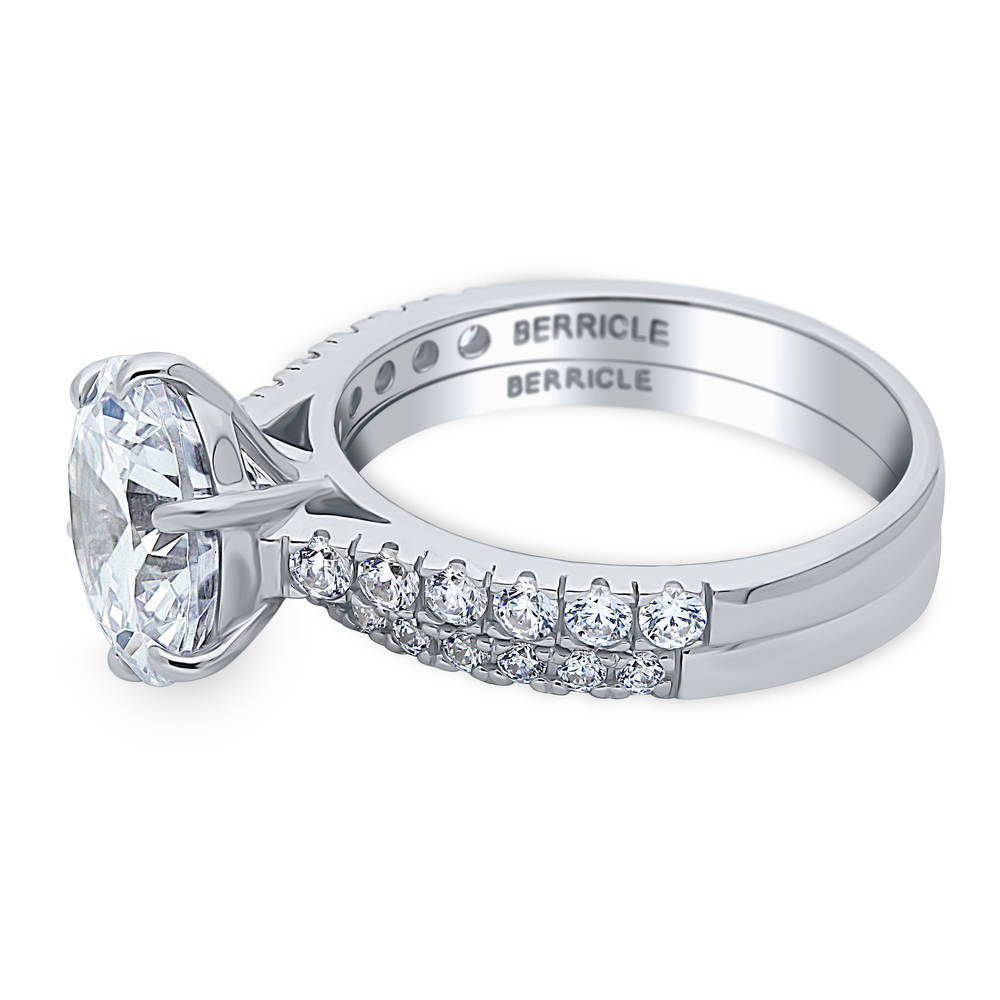 Solitaire 3.8ct Round CZ Ring Set in Sterling Silver
