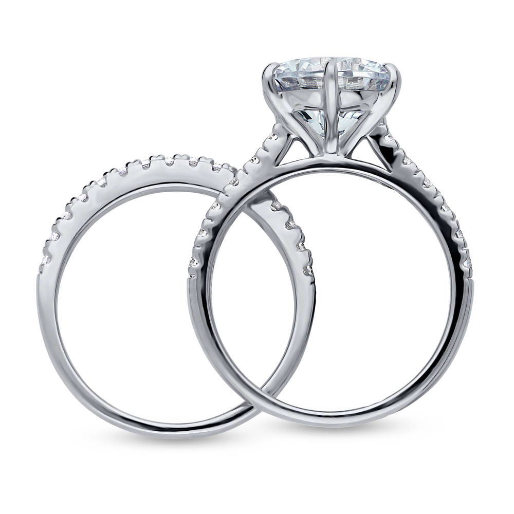 Solitaire 3.8ct Round CZ Ring Set in Sterling Silver