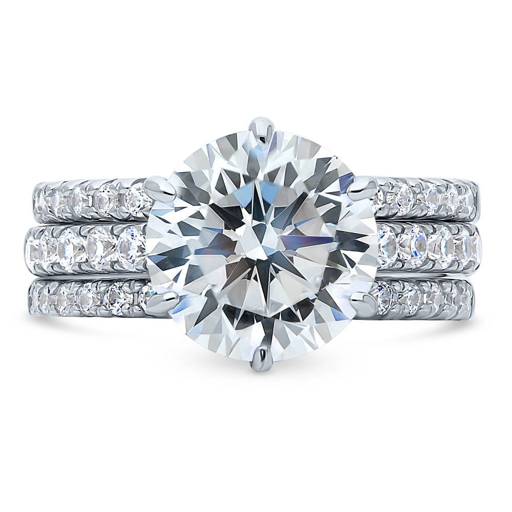 Solitaire 3.8ct Round CZ Ring Set in Sterling Silver