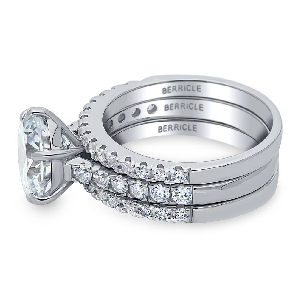 Solitaire 3.8ct Round CZ Ring Set in Sterling Silver