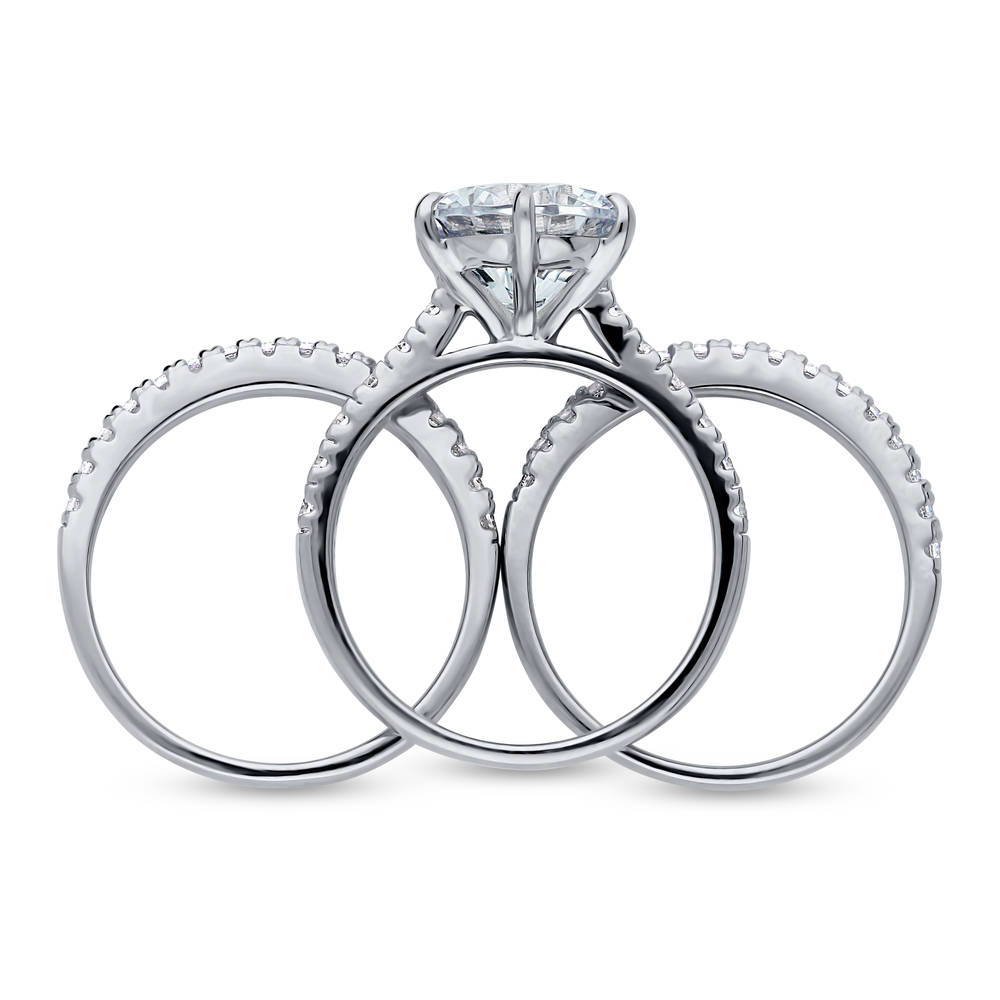 Solitaire 3.8ct Round CZ Ring Set in Sterling Silver