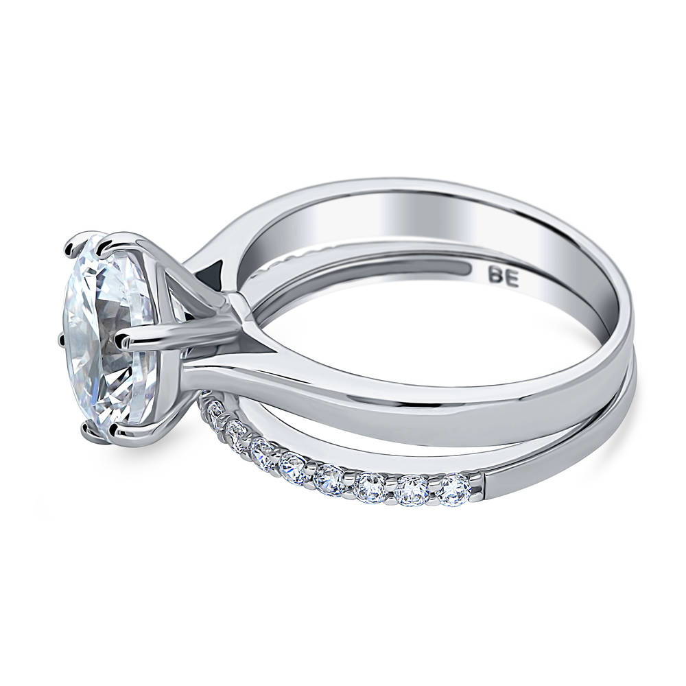 Solitaire 3.8ct Round CZ Ring Set in Sterling Silver