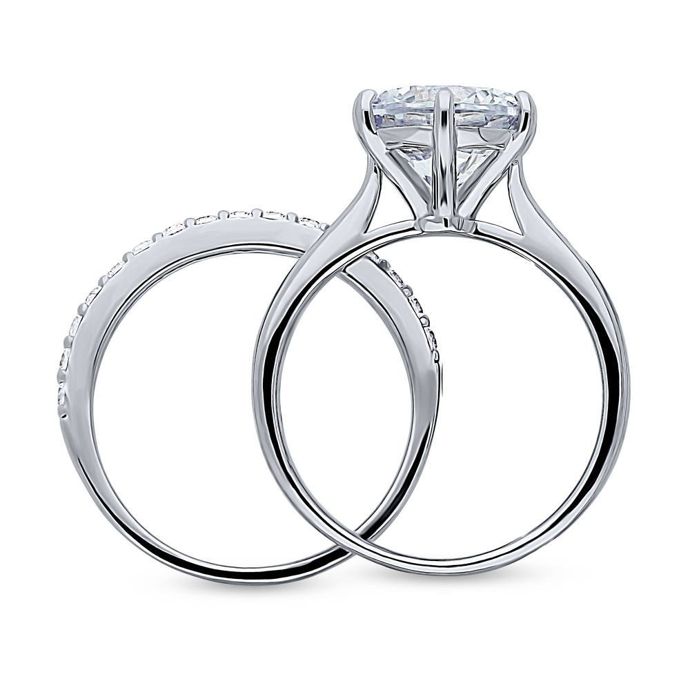 Solitaire 3.8ct Round CZ Ring Set in Sterling Silver