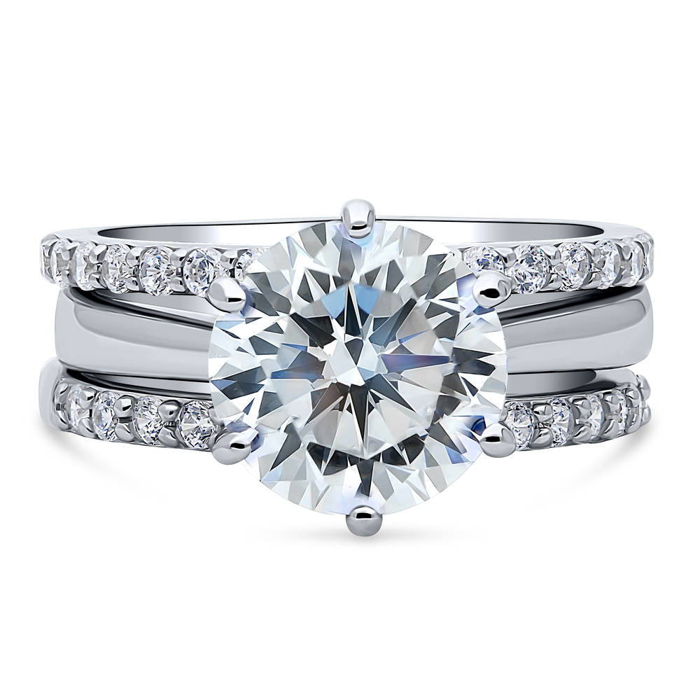 Solitaire 3.8ct Round CZ Ring Set in Sterling Silver