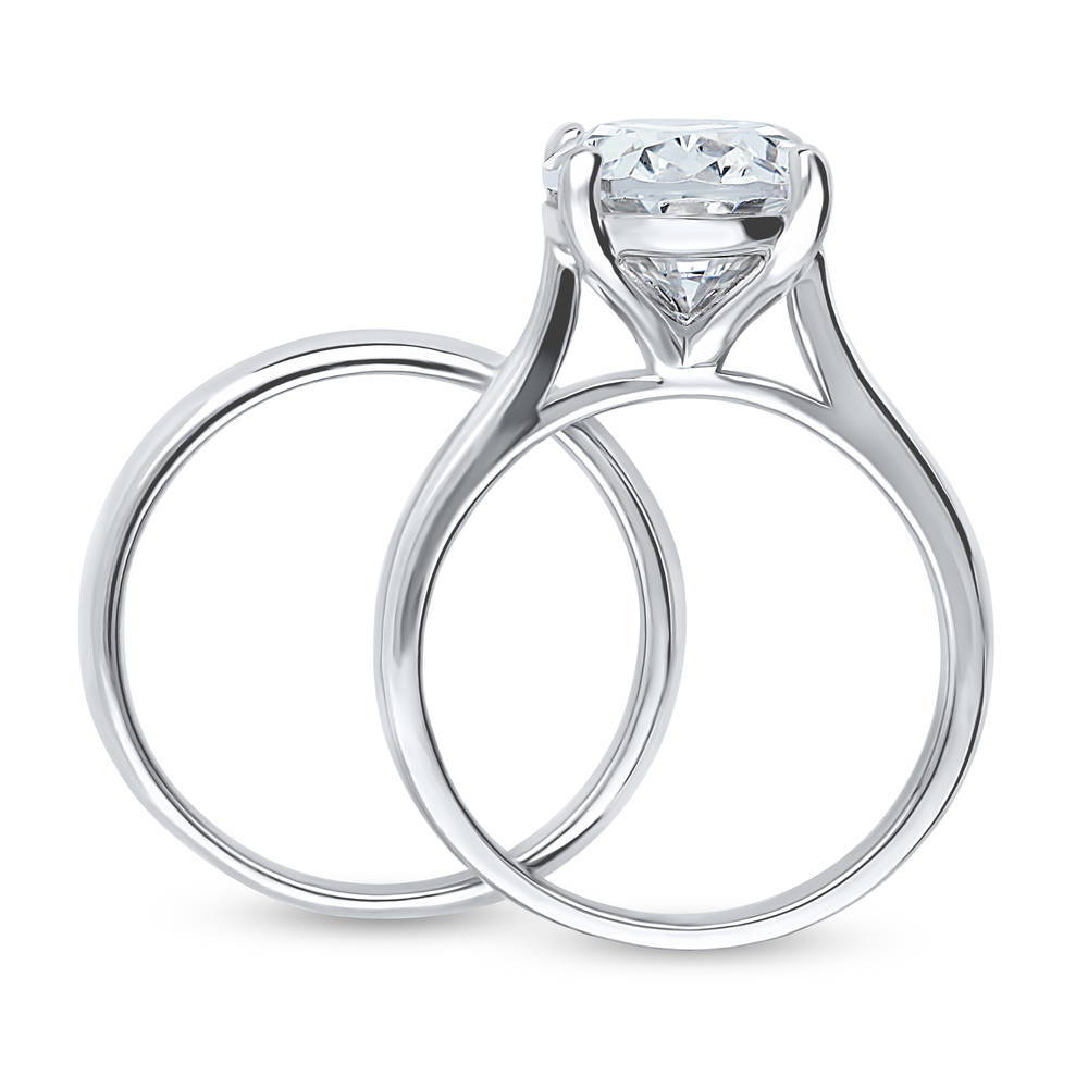 Alternate view of Solitaire 5.5ct Oval CZ Ring Set in Sterling Silver, 8 of 12
