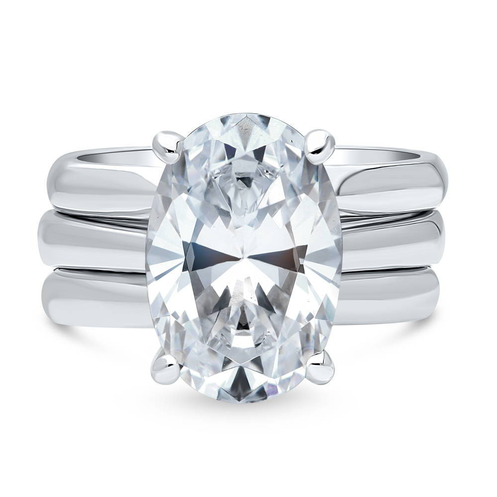 Solitaire 5.5ct Oval CZ Ring Set in Sterling Silver, 1 of 11