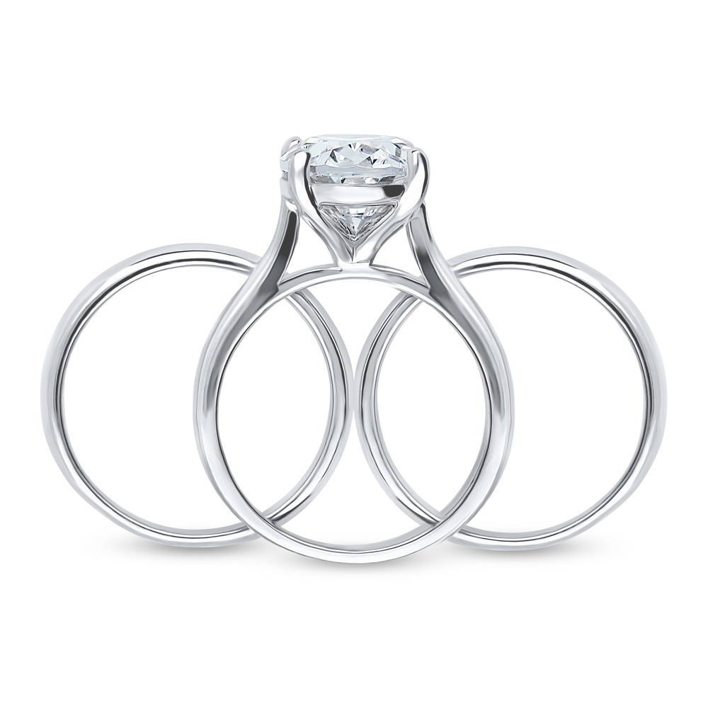 Alternate view of Solitaire 5.5ct Oval CZ Ring Set in Sterling Silver, 8 of 11