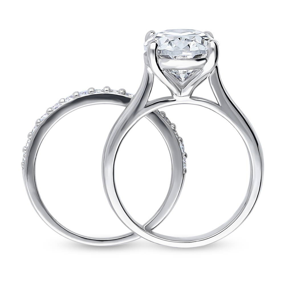 Alternate view of Solitaire 5.5ct Oval CZ Ring Set in Sterling Silver, 7 of 12