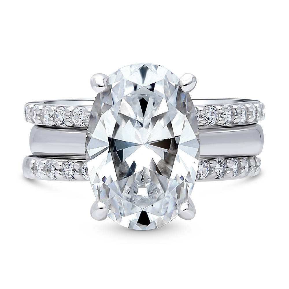 Solitaire 5.5ct Oval CZ Ring Set in Sterling Silver, 1 of 12