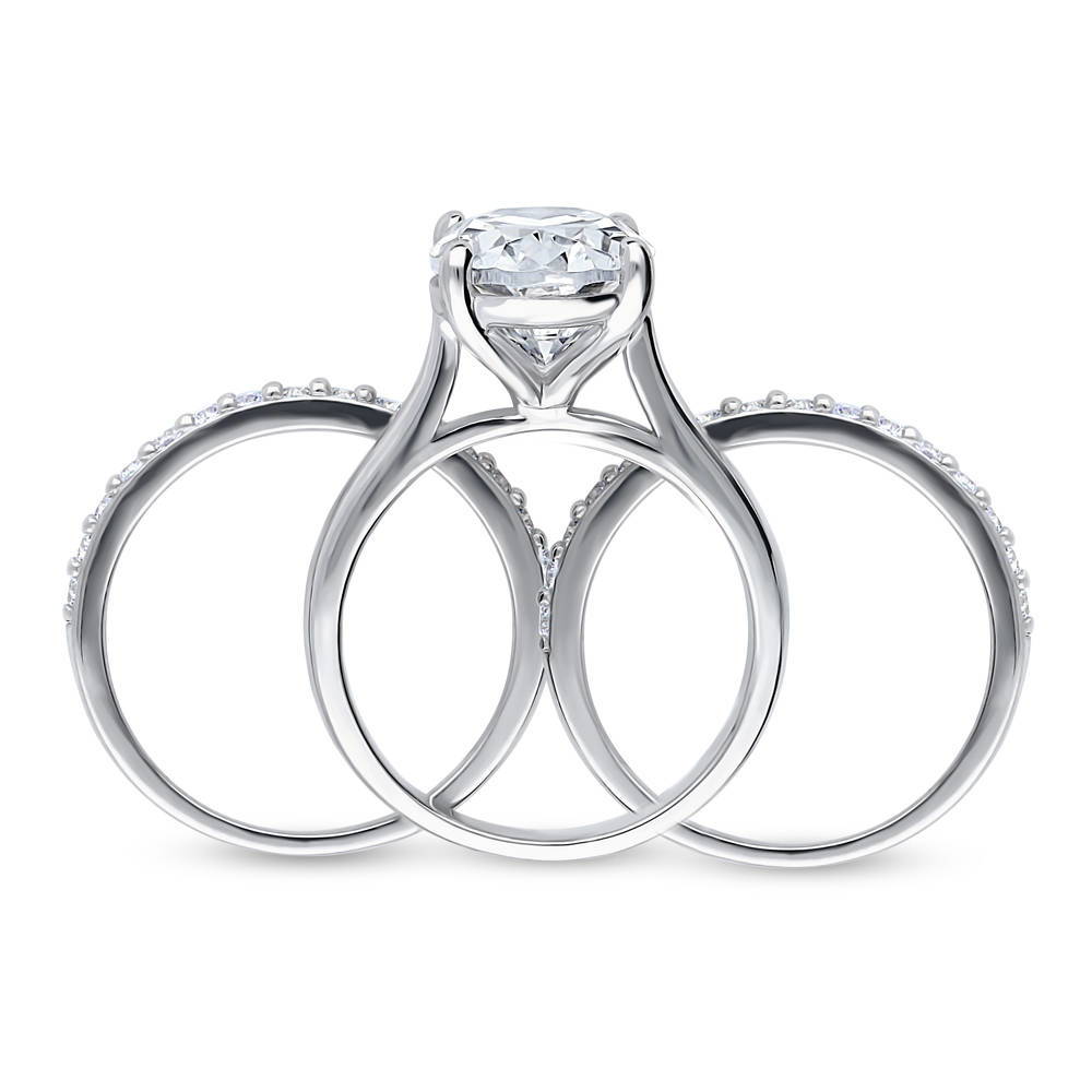 Alternate view of Solitaire 5.5ct Oval CZ Ring Set in Sterling Silver