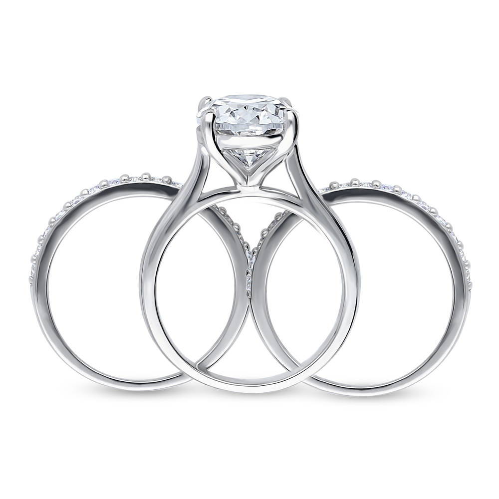 Alternate view of Solitaire 5.5ct Oval CZ Ring Set in Sterling Silver, 7 of 11