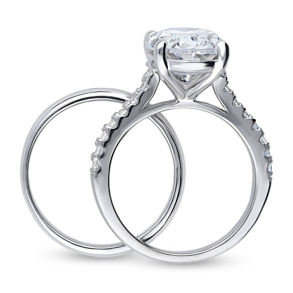 Alternate view of Solitaire 5.5ct Oval CZ Ring Set in Sterling Silver, 7 of 13