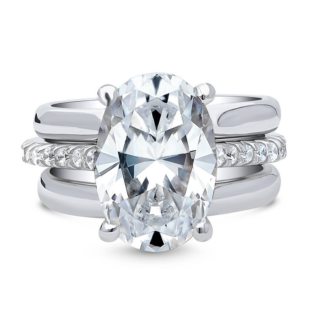 Solitaire 5.5ct Oval CZ Ring Set in Sterling Silver, 1 of 13