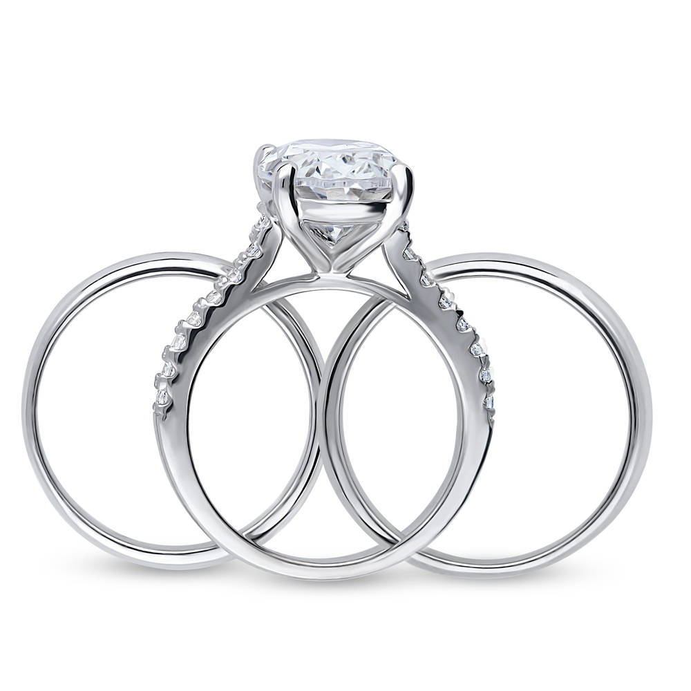 Alternate view of Solitaire 5.5ct Oval CZ Ring Set in Sterling Silver, 7 of 12