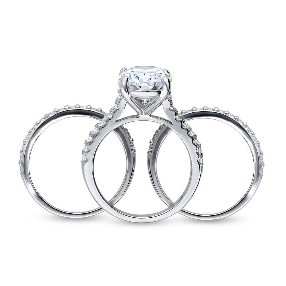 Alternate view of Solitaire 5.5ct Oval CZ Ring Set in Sterling Silver, 6 of 12