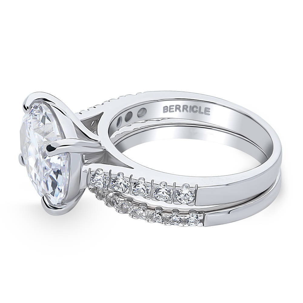 East-West Solitaire CZ Ring Set in Sterling Silver