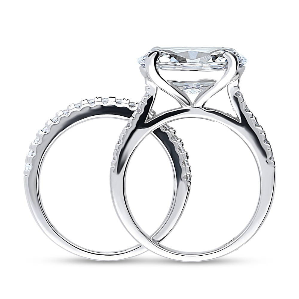 East-West Solitaire CZ Ring Set in Sterling Silver