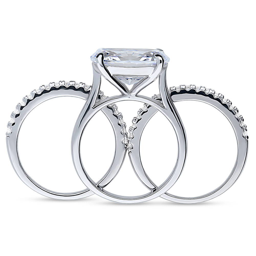 Alternate view of East-West Solitaire CZ Ring Set in Sterling Silver