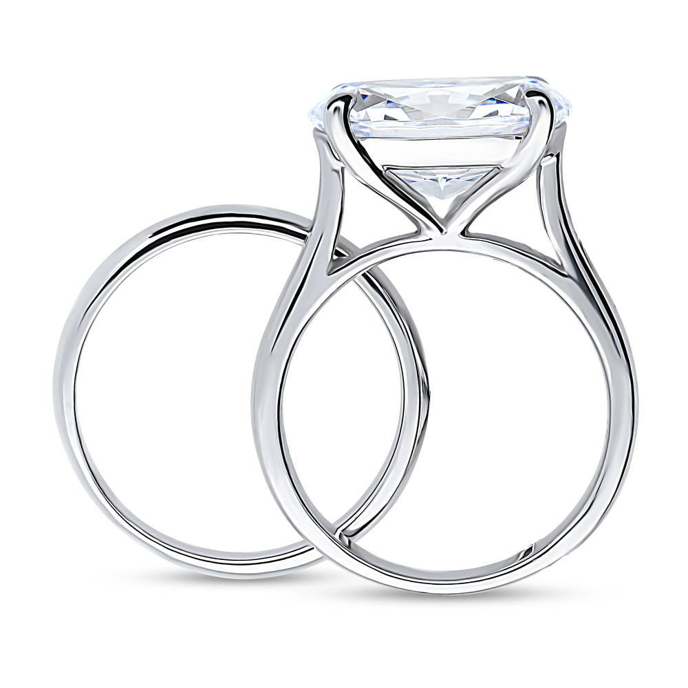 Alternate view of East-West Solitaire CZ Ring Set in Sterling Silver