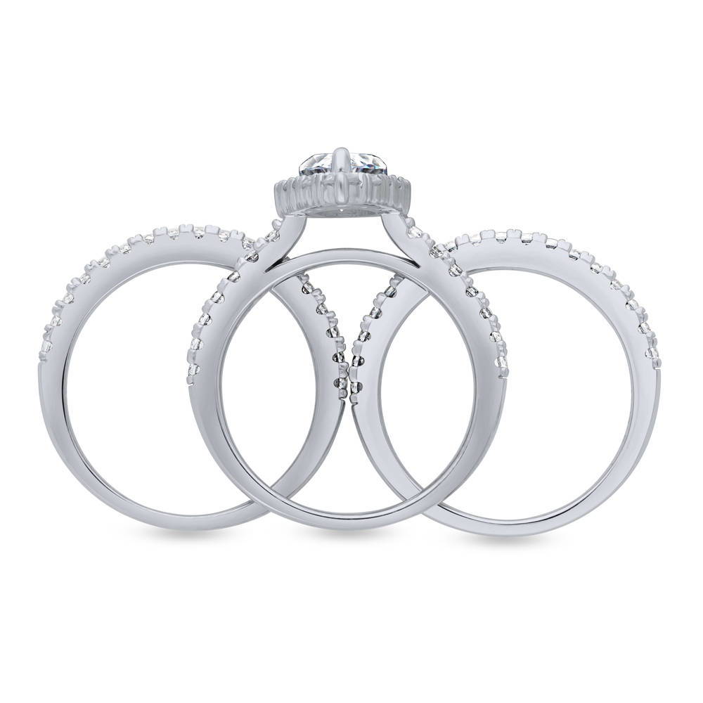 Alternate view of Halo Pear CZ Ring Set in Sterling Silver