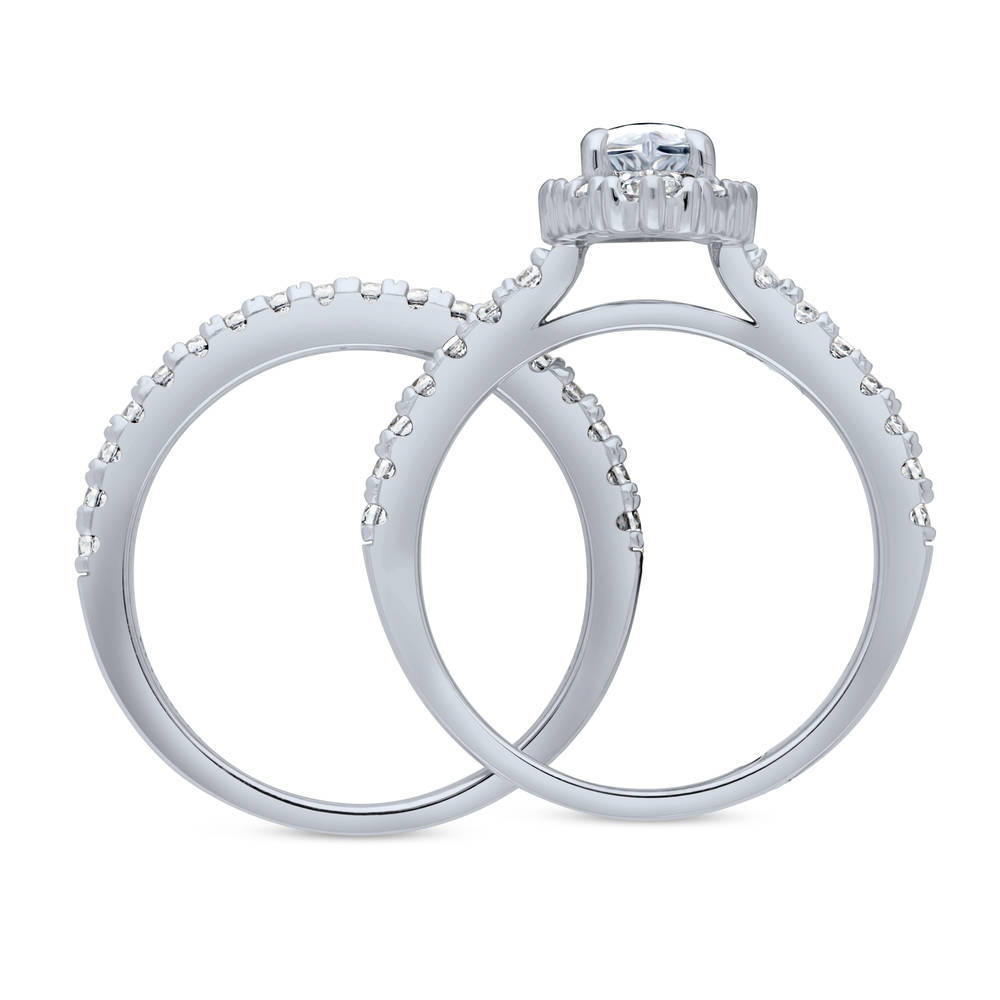 Alternate view of Halo Marquise CZ Ring Set in Sterling Silver, 7 of 12