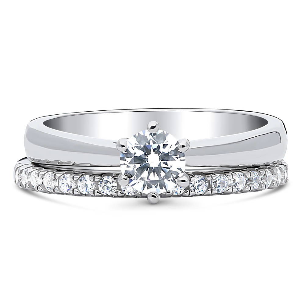 Solitaire 0.45ct Round CZ Ring Set in Sterling Silver