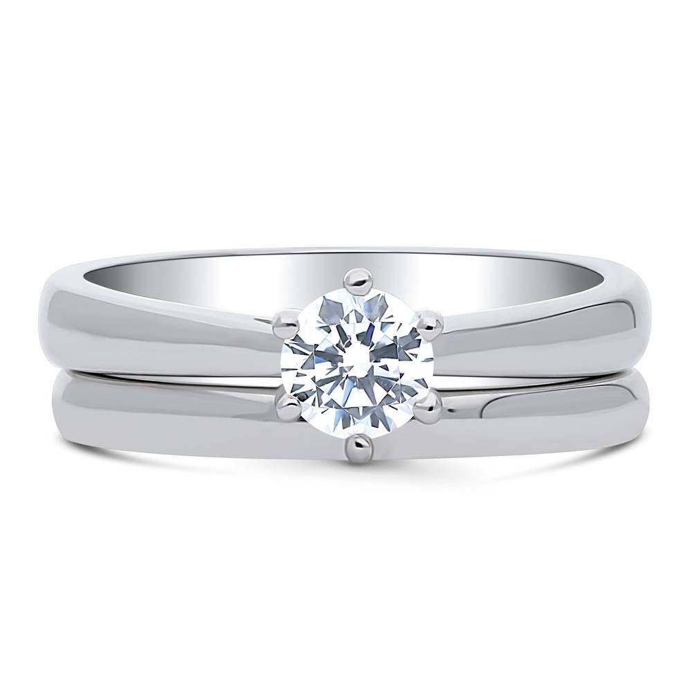 Solitaire 0.45ct Round CZ Ring Set in Sterling Silver, 1 of 17