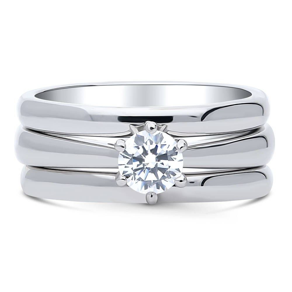 Solitaire 0.45ct Round CZ Ring Set in Sterling Silver, 1 of 16