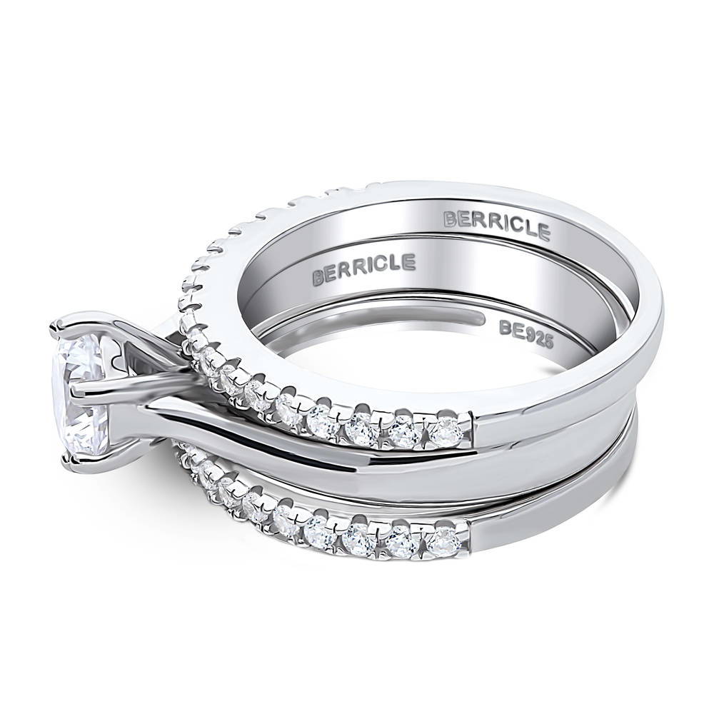 Solitaire 1ct CZ Ring Set in Sterling Silver
