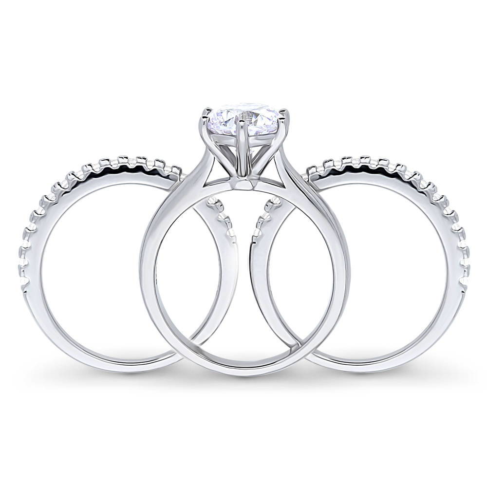 Alternate view of Solitaire 2ct Round CZ Ring Set in Sterling Silver