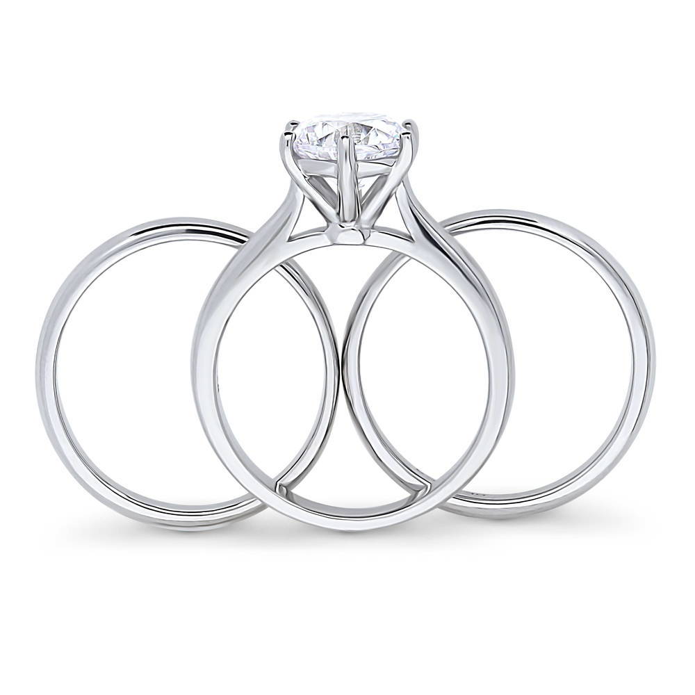 Solitaire 2ct CZ Ring Set in Sterling Silver