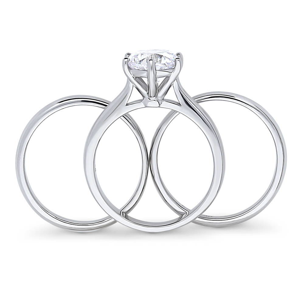 Alternate view of Solitaire 2ct Round CZ Ring Set in Sterling Silver, 7 of 18