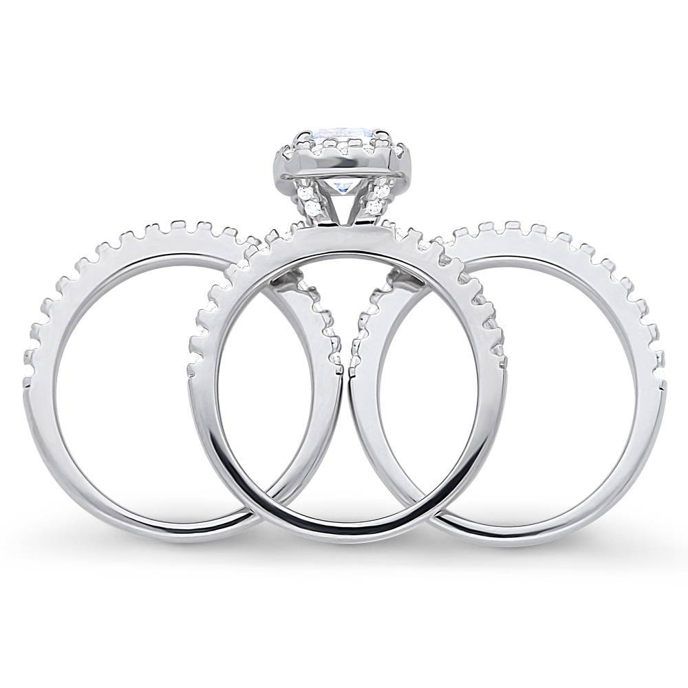 Alternate view of Halo Cushion CZ Ring Set in Sterling Silver, 7 of 13