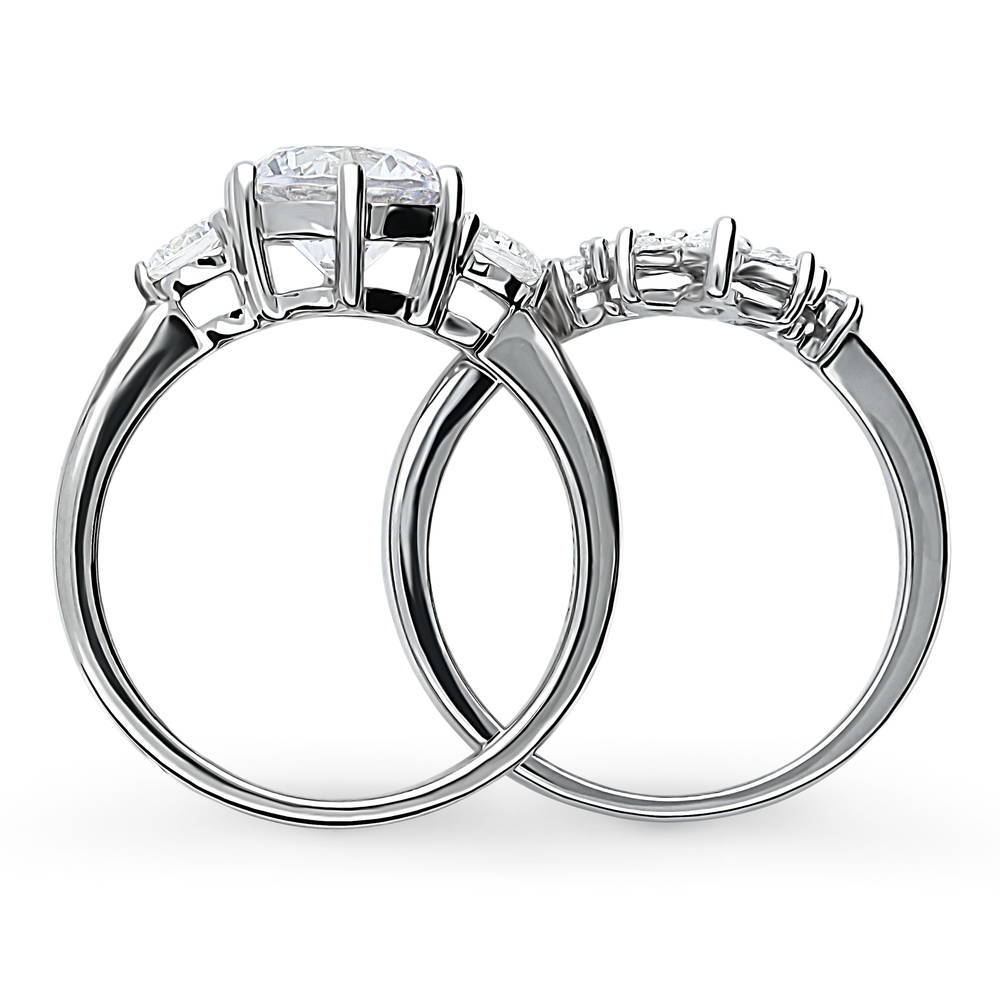 Alternate view of 3-Stone 7-Stone Round CZ Ring Set in Sterling Silver