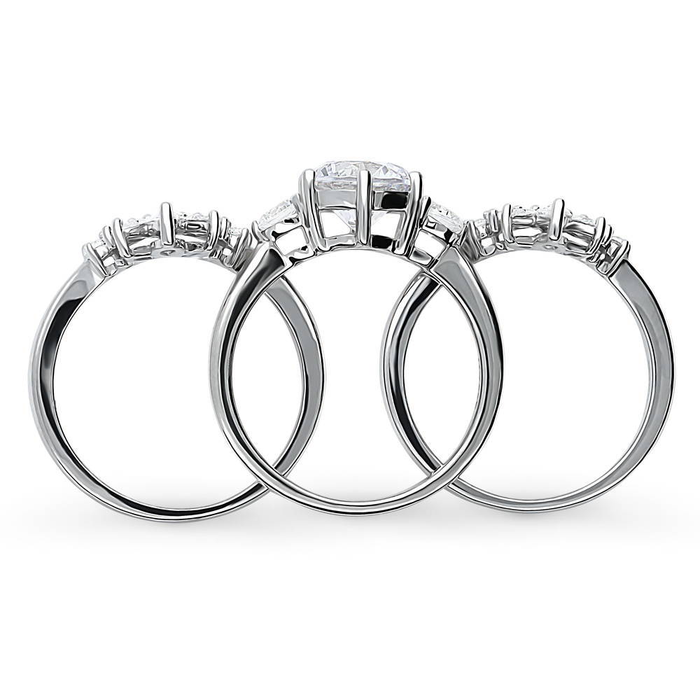 Alternate view of 3-Stone 7-Stone Round CZ Ring Set in Sterling Silver