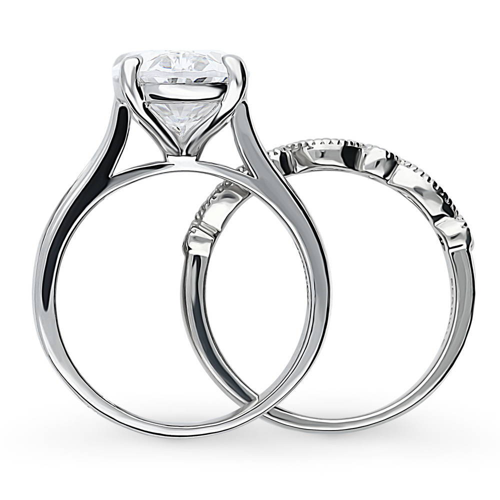 Alternate view of Solitaire 5.5ct Oval CZ Ring Set in Sterling Silver