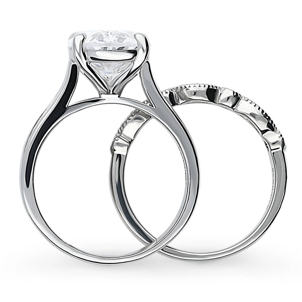 Alternate view of Solitaire 5.5ct Oval CZ Ring Set in Sterling Silver, 7 of 18