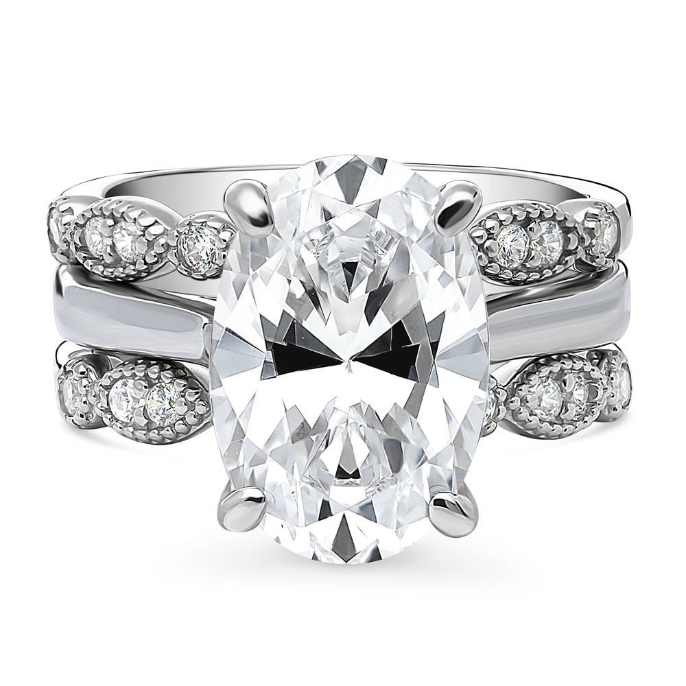 Solitaire 5.5ct Oval CZ Ring Set in Sterling Silver, 1 of 20