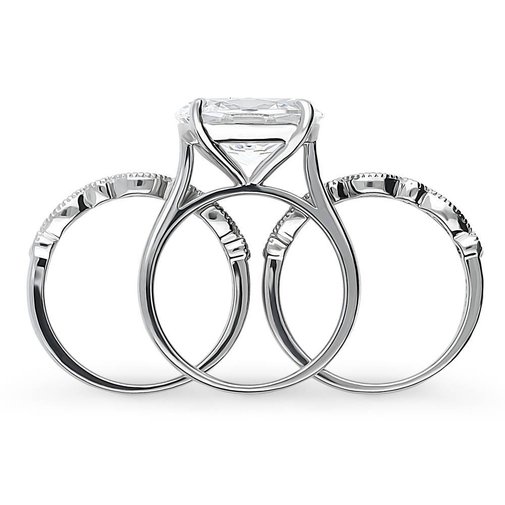 East-West Solitaire CZ Ring Set in Sterling Silver