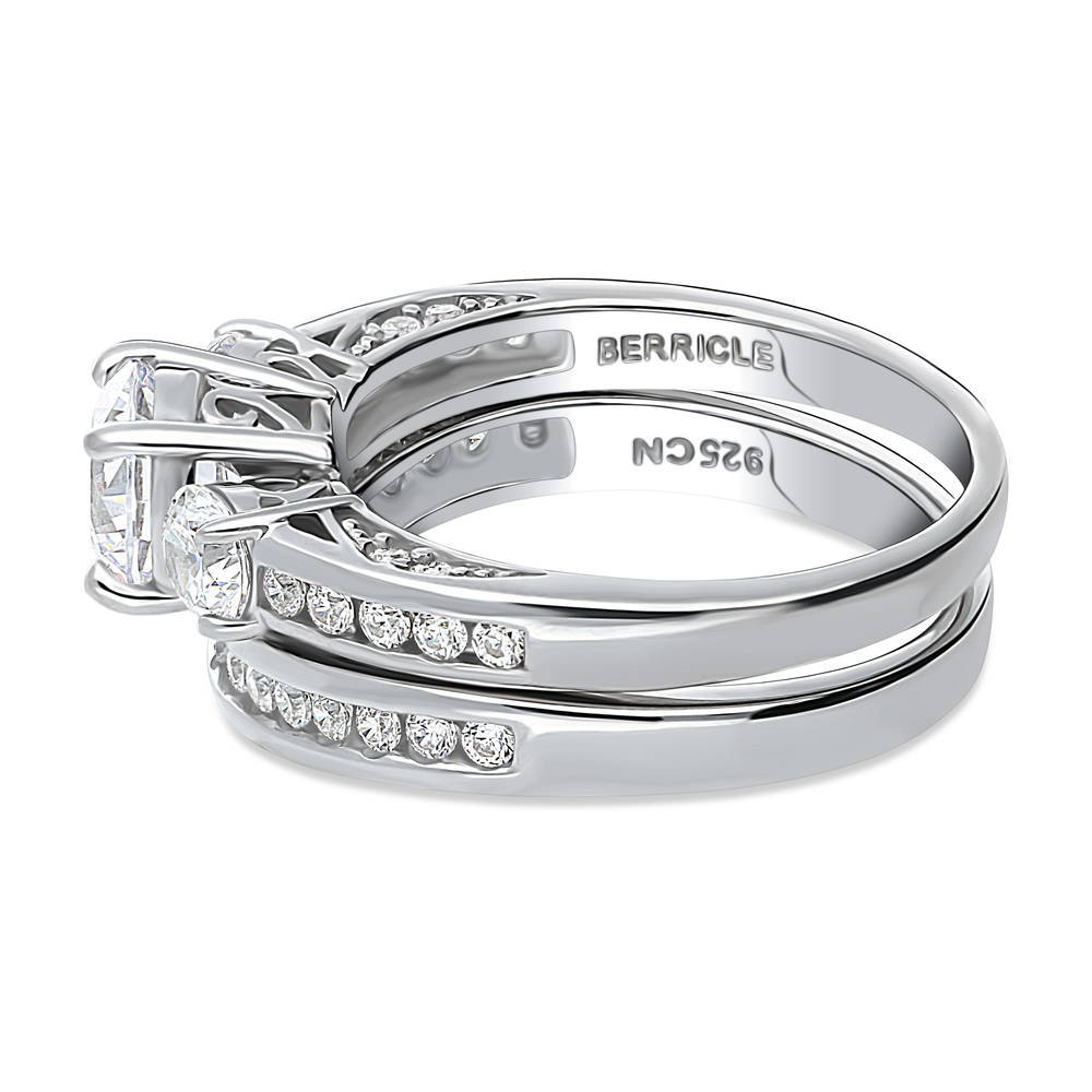 3-Stone 1ct CZ Ring Set in Sterling Silver