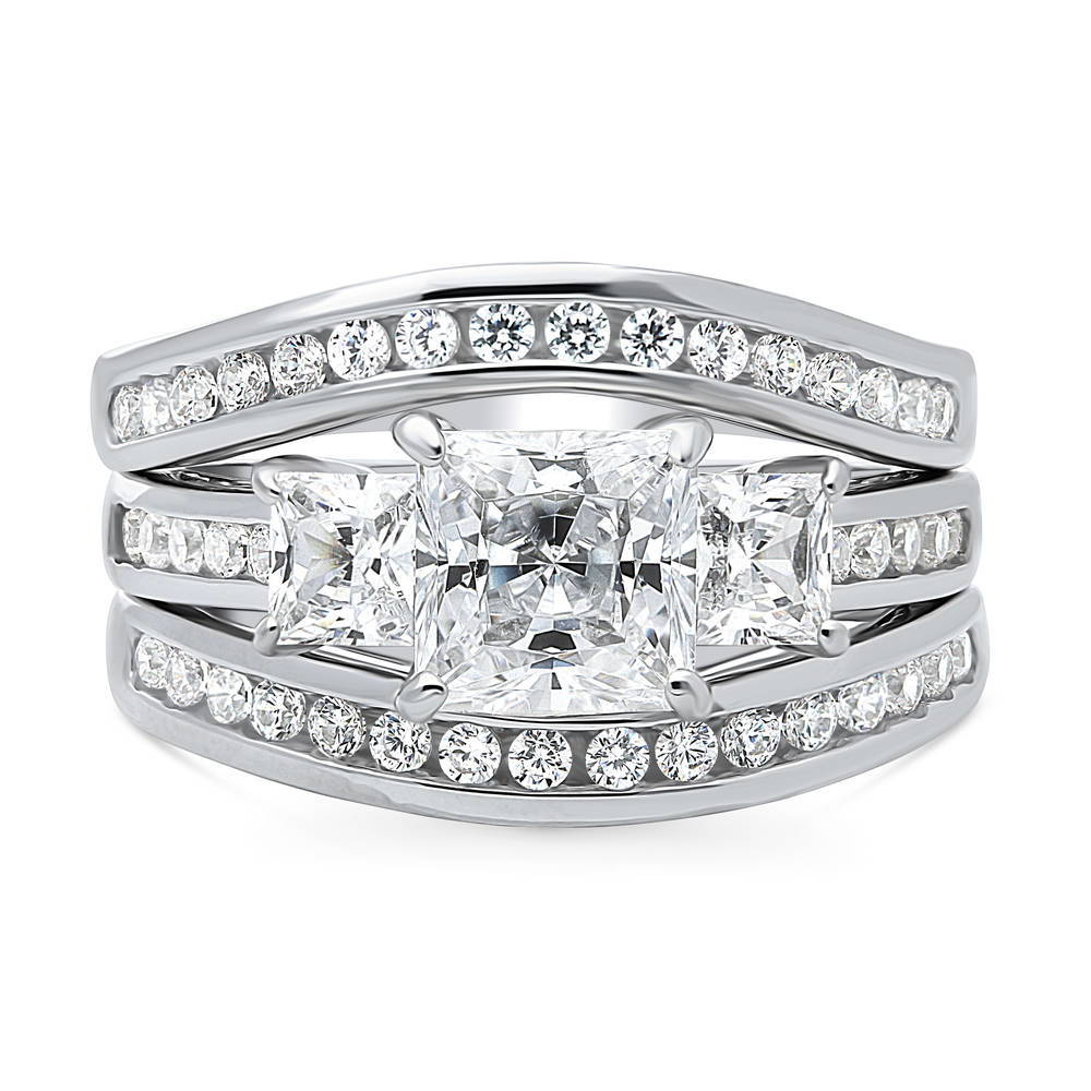 Jeulia Interchangeable Princess Cut Engagement Ring Set Sterling Silver - Jeulia Jewelry